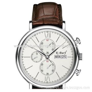 Six needle machine core business men watch, genuine leather strap